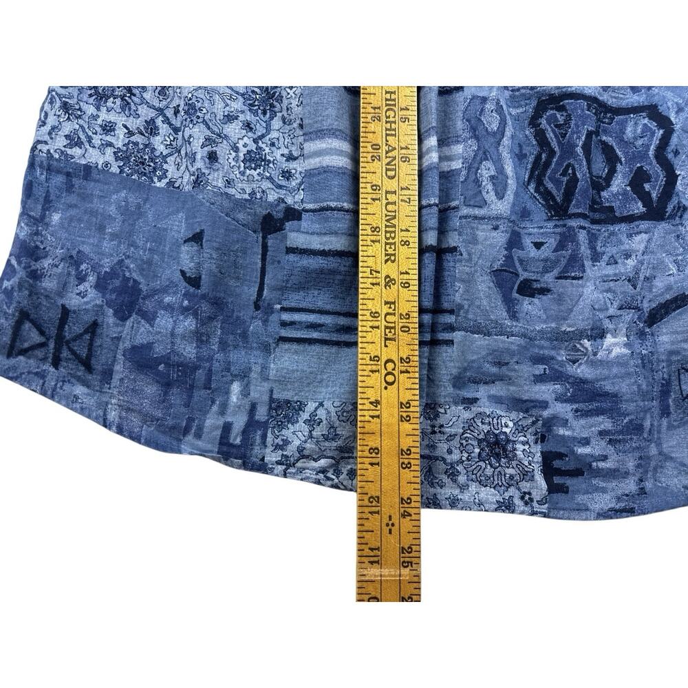 Lauren Ralph Lauren Shirt Blue Patchwork Floral Print Boho Top 3/4 Sleeve Large - Picture 8 of 9